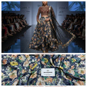 Premium Chinon Digital Printed Floral Fabric | Unstitched Designer Fabric - DC-003